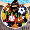 Hot Round Poliéster Sunflower Beach Towel Baseball Futebol Cobertor Cobertor Beach Letra Impresso Tassel Toalhas De Verão Banho De Verão Toalha Yoga Mat 4856