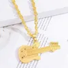 Exquisite Music Guitar Pendant Necklace for Men Jewelry Rock Two Tone Silver/Gold Color Mens Necklaces Hip Hop Jewelry