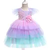 Summer cake skirt skirt with flower upper body sequins lotus leaf sleeve cake skirt girls dress costumes5196704