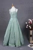 Green Prom Mint Sparkly Dresses Spaghetti Straps Plunging V Neck Beaded Waist Custom Made Floor Length Evening Party Gown Plus Size