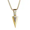 Punk Arrow Spearhead Pendant Necklace for Men Stainless Steel Tribal Surf Necklace Pearl Chain Costume Jewelry for Party