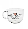 Ventes chaudes Lovelty Glass Cat Cat Face Mugs Coffee Tea Milk Breakfast Mug Creative Cadeaux Cadeaux 540 ml NOUVEAU