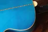 Chitarra acustica Factory Blue Hollow Body con accordatori dorati, tastiera in palissandro, rilegatura del corpo, personalizzabile