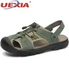Uexia sommar sandaler män läder klassiska roma sandaler 2019 utomhus sneakers strand flip flops man vatten vandring skor storlek 50