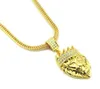 Hot Mens Hip Hop Jewelry Iced Out 18K Gold Plated Fashion Bling Bling Lion Head Pendant Men Necklace Gold Filled For Gift/Present GB1513