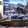 現代の家の改善カスタム3D写真の壁紙ライフの動物雪に覆われたオオカミの背景のための勉強室Papel de Parede