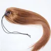 Cheveux européens Aucun produit chimique Aucun synthétique Remy Cuticle Aligned Virgin # 27 # 613 Double Drawn Straight Drawstring Ponytail 140g Natural Color Blonde unprocess