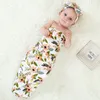Newborn Baby Swaddling Blankets Bunny Ear Headbands Set Swaddle Photo Wrap cloth Floral peony Pattern Baby photography 13 Styles
