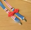 Amerikanska flaggan Barn Suspender Independence Day Kids Boys Girls Stars Stripe Y-Form Justerbara Elastiska Bälten + Bows Slips 2PCs Sets Y2584