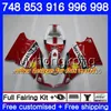 Ducati 748S 748 853 999 00 01 02 327hm.35 853S 916R 996R 998S 748R 1994 1999 2000 2001 2002 Red Silveryフェアリング