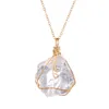 Chaud Naturel Cristal Quartz Pierre Collier Pierre Précieuse Pendentif Femmes Collier Irrégulier Femmes Druzy Quartz Grappes Geode Bijoux WCW187