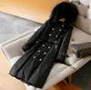 Big real fur collar hooded warm down coats female Original oversize longer duck down coats thicker warm coat F68