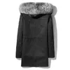 Naturlig Fox Fur Collar Hooded Jackor Vinter Parkas Lång Real Fur Coats Plus Storlek Kläder 4XL Tjockning Varm Outdoor Windbreaker