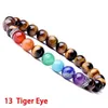 7 Chakra Strand Healing Yoga Stretch Pärlor Armband Natural Gemstone Energy Crystal Agate 8mm Round Armband för kvinnor Män