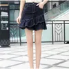 Plus Size Layered Ruffles Mini Denim Skirt 3xl 5xl 7xl Summer High Waist Bandage Bodycon Short Jeans Skorts Women Saia Mujer T200301