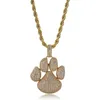 New Hip Hop Iced Dog Out Colar da pata pingente de ouro prata banhado Mens Bling Jewelry presente