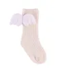 Barnstrumpor med ängelvingar Nyfödda barnsockor Rosa strumpor Sko 4 Färger Stickad Knee Sock 100% Bomull Anti-Slip Sole