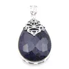 LuckyShine énorme pendentif en forme de larme feu bleu grès pierre précieuse 925 en argent Sterling femmes bijoux pendentifs 1 58 pouces s338E