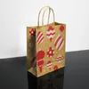 Julpresentpåsar med handtag tryckt Kraft Paper Bag Kids Party Favors Box Jul Decoration Home Xmas Cake Candy Bag D1645796