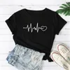 ECG Impressão Mulheres manga curta Designer Verão Feminino Casual em torno do pescoço Streetwear T-shirt Moda soltas T Tops Roupa