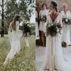 Boho Bohemia Full Lace Wedding Dresses Backless Long Sleeves Custom Made Bridal Gowns Vestido De Novia