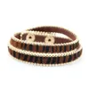 Fashion Leopard Leather Bracelet Bangle Adjustable Double Layer Snap Button Wrap Bracelets Horse Hair Women Elegant Jewelry for Girls Ladies