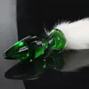 Fake Fox Fox Tail Glass anal plug Toys pour femme adulte masturbator gpot anus stimulateur en verre bouchon bouchon de la queue Y1907563803