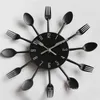 Wall Clocks 2021 Clock Kitchen Noiseless Stainless Steel Cutlery Knife And Fork Spoon Restaurant Home Decor1