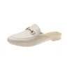 Zomer Vrouwen Slippers Designer Mode PU Korte Loafers Schoenen Metalen Ketting Dames Casual Muilezels Flats Topkwaliteit