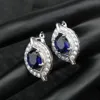 Blue Cubic Zirconia Wedding Silver 925 Costume Bridal Jewelry Sets Luxury Stone Earrings For Women Rings Pendant Necklace Set