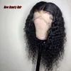 Fashion Black Afro Kinky Curly Wigs 180% Density Black Wig Heat Resistant Hair Half Head Tied Synthetic Lace Front Wig for Black Women