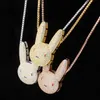 Hip Hip Smycken Iced Out Pendant Luxury Designer Halsband Mens Guldkedja Pendants Bling Diamond Rabbit Charms Rapper Mode Tillbehör