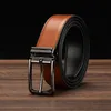 2019 ceinture habillée pour hommes en cuir de haute qualité 1.3 "large grande boucle mode conception simple ceintures d'affaires deux couleurs en un