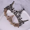 Preto Festa Noturna Tiara Cristais Claros Rei Da Rainha Austríaco Coroa De Casamento Coroas De Noiva Traje Art Deco Princesa Tiaras Fecho de Cabelo