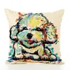 Painted Pillow Case Dog seat Cushion Cover Square pillowcase watercolor linen Throw Pillow Cover for Car Chair office sofa Home decorations