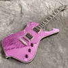 Espelho feito sob encomenda rachadura ps guitarra elétrica cor rosa espelho de cor de pauinho de pau-rosa