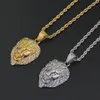 Collier pendentif tête de lion hip hop bijoux en acier inoxydable en gros avec chaîne de corde de 3 mm 24 pouces SN120