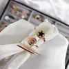 Tytanowa stalowa pierścień róża złoto koreańska moda wysokiej jakości zespół pierścionki proste osobowość moda błyszczący czterolistny kwiat pierścienie DHL za darmo