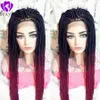 13*4 Lace Front Synthetic Wigs For Black Women 24Inch African American Braided Ombre pink Wigs Long Tendy Lace Front box Braids Wigs