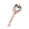 Collier médaillon magnétique en forme de cœur avec strass, porte-clés avec cadre Photo en diamant