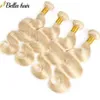 #613 Extensiones de cabello virgen humano Double trama rubio Bundillo ondulada 3 paquetes