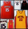 #22 Oak Hill High School Carmelo Anthony #15 Syracuse College basketbalshirt heren Ed oranje wit geel