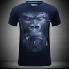 Högkvalitativ ny mode sommar 2017 Modeutskrift Glasögon Hörlurar Gorilla Unisex Andningsbar Casual 3d T-shirt för mänskjorta