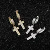 Cubic Zirconia Bling Ice Out Cross Earring Gold Silver Copper Material örhängen för män Kvinnor Hip Hop Rock Jewelry312V
