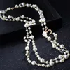 Высокое качество, женские длинные подвески, многослойное жемчужное ожерелье, модные ожерелья, номер 5, вечерние ювелирные изделия с цветком7890833