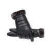 Moda-2018 Men's Genuine Leafs Luvas Real Sheepskin Preto Touch Touch Luvas Botão Moda Marca Inverno Mittens Quentes Novo