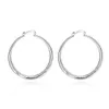 Argento sterling placcato medio Orecchini prismatici rotondi sfaccettati DJSE292 dimensioni diametro 4,0 cm; Orecchino Hoop Huggie da donna piatto in argento 925