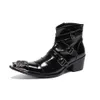 British Bubble Men Motora Black punta punta vera pelle in pelle High High Party Dress Stivali da cowboy Botes Botas