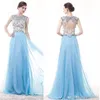 2020 Lace Evening Dresses Party Wear A Line Jewe Sexy Back Prom Kryssnar Crystal Beading Custom Gjorda Special Occasion Dress