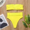 Taille haute Bikinis 2019 femmes maillot de bain femme Bandeau maillots de bain Sexy néon string Bikini ensemble maillots de bain maillot de bain femmes